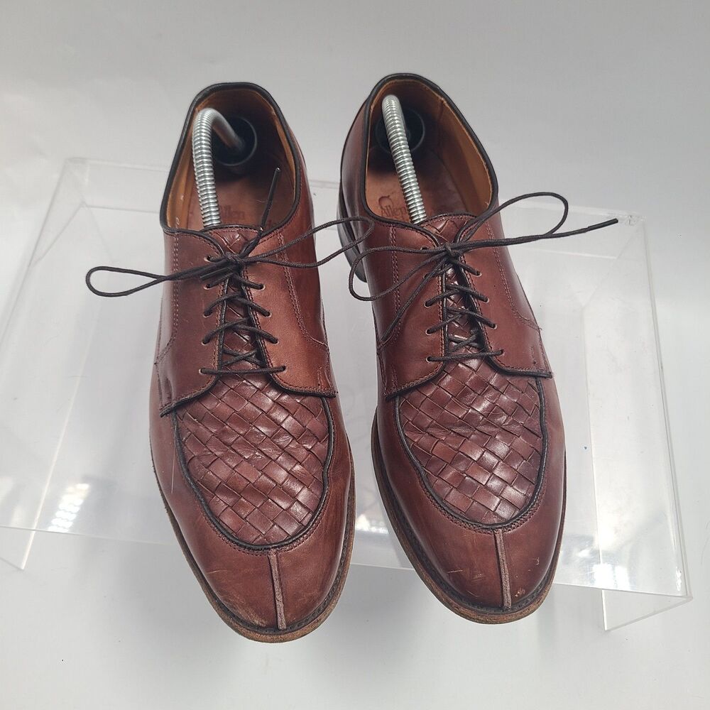 Allen Edmonds Hersey Mens 10 D Oxfords Chili Weave Leather Split Toe Derby Shoes